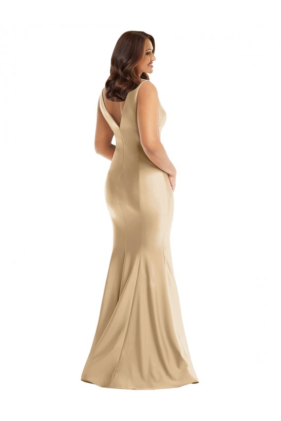 Shirred Shoulder Formal Silky Satin Mermaid Bridesmaid Dress / Prom Dress Australia
