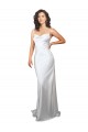 Simple Sweep Train Low Back Tie Cowl Neck Long Silky Satin Beach Wedding Dress Australia