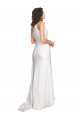 One Shoulder Floor Length Silky Satin Wedding Dress with Side Slit Australia
