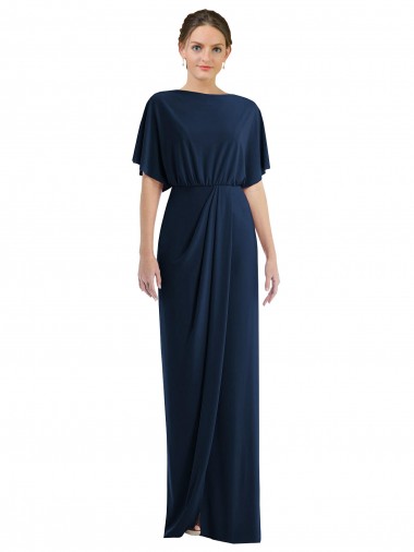 Open Back Short Sleeves Draped Tulip Skirt Maxi Spandex Bridesmaid Dress / Prom Dress Australia