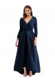 Long Sleeves Wrapped Formal Spandex Bridesmaid Dress / Prom Dress with High Low Full Skirt and Pockets Australia