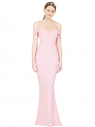 Full Length Off the Shoulder Bridesmaid Dress / Prom Dress with Twist Front Australia