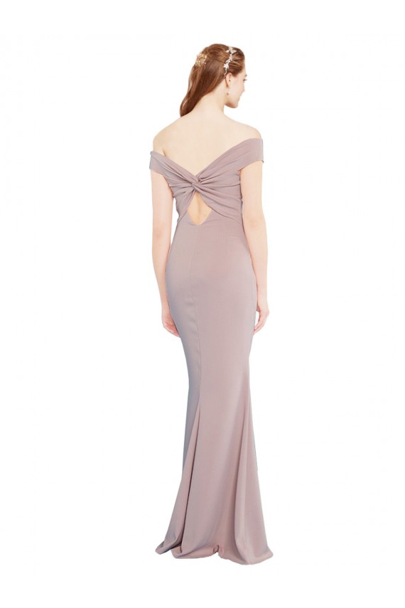Knotted Off the Shoulder Formal Crepe Bridesmaid Dress / Prom Dress with Cut-Out Back Australia
