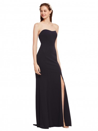 Strapless Bodycon Long Formal Crepe Bridesmaid Dress / Prom Dress with High Slit Australia