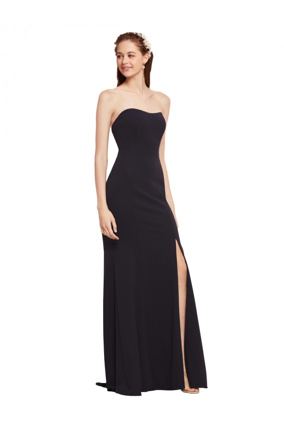 Strapless Bodycon Long Formal Crepe Bridesmaid Dress / Prom Dress with High Slit Australia