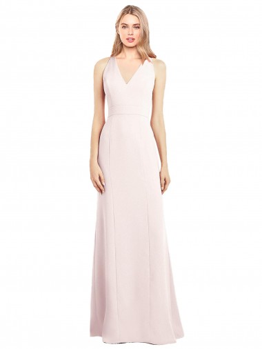 V-Neck Keyhole Back Crepe Trumpet Bridesmaid Dress / Prom Dress Australia