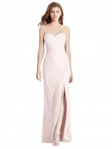 Strapless Crepe Trumpet Bridesmaid Dress / Prom Dress with Front Slit Australia