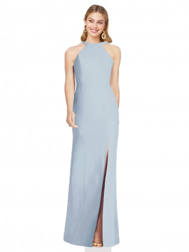 High Neck Backless Formal Crepe Trumpet Bridesmaid Dress Australia