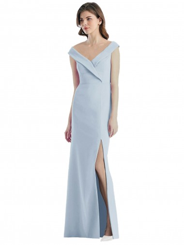 Romantic Off the Shoulder Long Maxi Bridesmaid Dress with Side Slit Australia