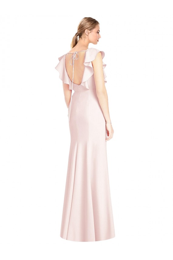 Ruffle Cap Sleeves Open Back Trumpet Bridesmaid Dress / Prom Dress Australia