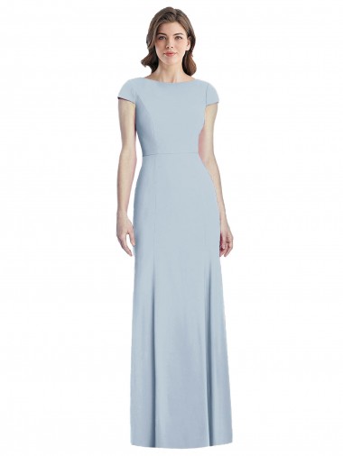 Bateau Neck Cap Sleeves Open Back Trumpet Bridesmaid Dress / Prom Dress Australia