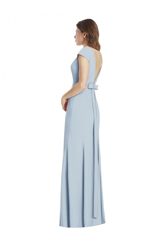 Bateau Neck Cap Sleeves Open Back Trumpet Bridesmaid Dress / Prom Dress Australia