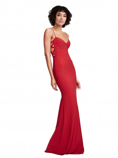 Spaghetti Strap Slip Neckline Formal Crepe Bridesmaid Dress / Prom Dress Australia