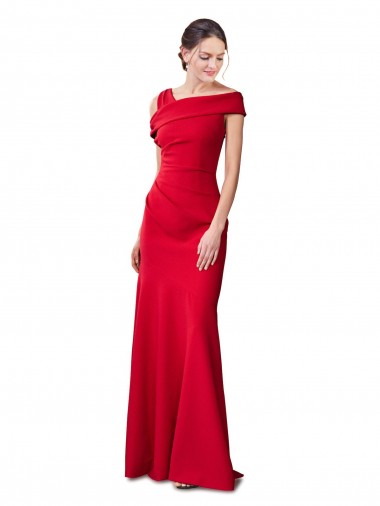 Sleeveless Ruched Formal Crepe Mermaid Bridesmaid Dress / Prom Dress with Off The Shoulder Detail Australia