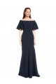 Off the Shoulder Formal Crepe Bridesmaid Dress / Prom Dress with Short Ruffle Sleeves. Australia