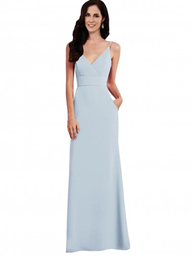 V Back Spaghetti Strap Maxi Bridesmaid Dress / Prom Dress with Pockets Australia
