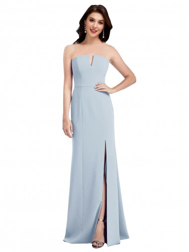 Strapless Notch Crepe Bridesmaid Dress / Prom Dress with Front Slit Australia