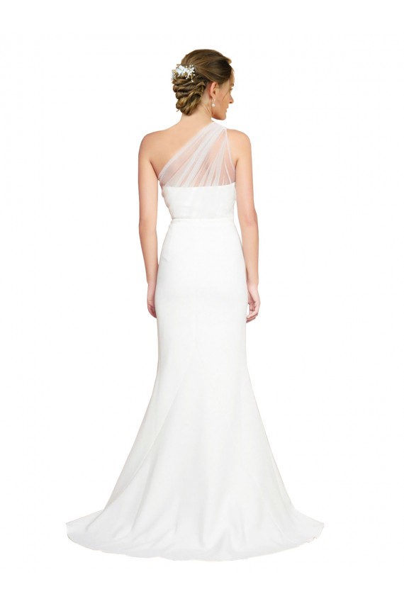 Soft Tulle Shoulder Overlay Mermaid One Shoulder Formal Crepe Bridesmaid Dress Australia