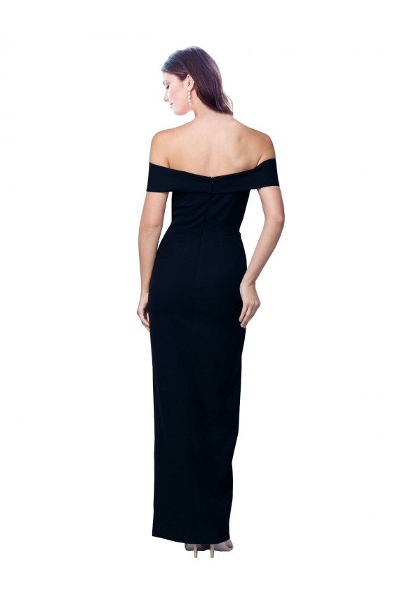 Off the Shoulder Long Full Length Formal Crepe Bridesmaid Dress / Prom Dress with Side Split Australia