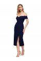 Midi Length Short Formal Crepe Bridesmaid Dress / Cocktail Prom Dress with Side Split Australia