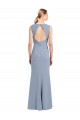 Boat Neckline and Sleek Fit and Flare Crepe Bridesmaid Dress with Keyhole Back Australia
