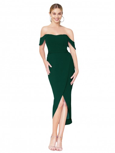 Off the Shoulder Knee Length Formal Crepe Short Cocktail Wrap Bridesmaid Dress / Prom Dress Australia