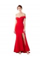 Off the Shoulder Sweetheart Maxi Formal Crepe Bridesmaid Dress / Prom Dress With Thigh Split and Train Australia
