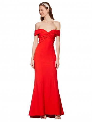 Cross Front and Back Bardot Sleeveless Formal Crepe Maxi Bridesmaid Dress / Prom Dress Australia