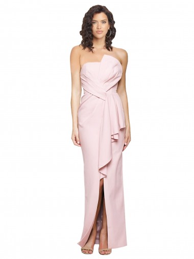 Strapless Long Full Length Ruffles Low Back Formal Crepe Bridesmaid Dress / Prom Dress Australia