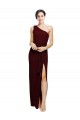 One Shoulder Sheath Formal Crepe Bridesmaid Dress / Prom Dress with High Side Split Australia