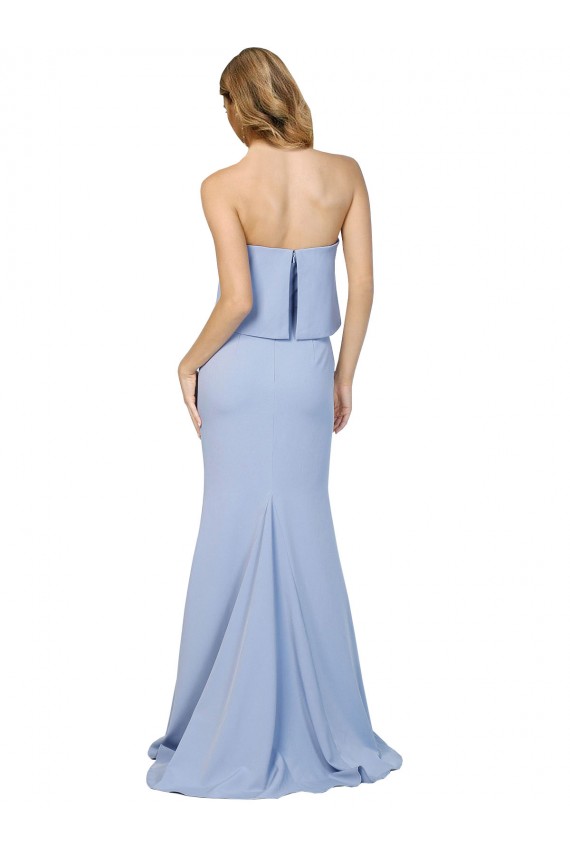 Strapless Full Length Formal Crepe Bridesmaid Dress / Prom Dress with Bodice Overlay Australia