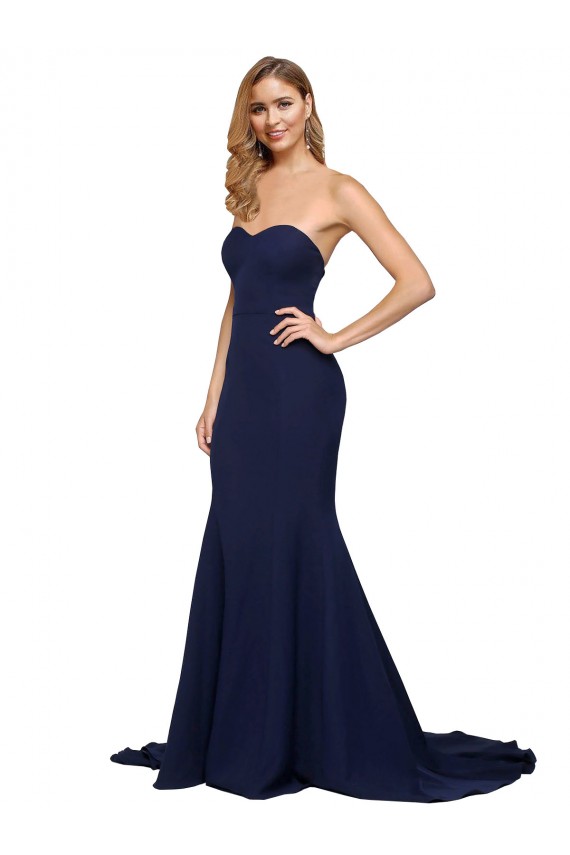 Fit and Flare Sweetheart Long Formal Crepe Bridesmaid Dress / Prom Dress with Sweep Train Australia