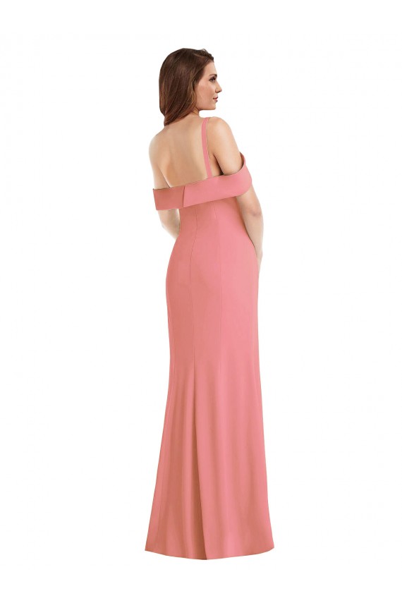 One Shoulder Draped Cuff Maxi Bridesmaid Dress / Prom Dress with Front Slit Australia