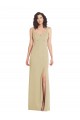 Wide Strap Slash Cutout Empire Formal Crepe Bridesmaid Dress / Prom Dress with Front Slit Australia