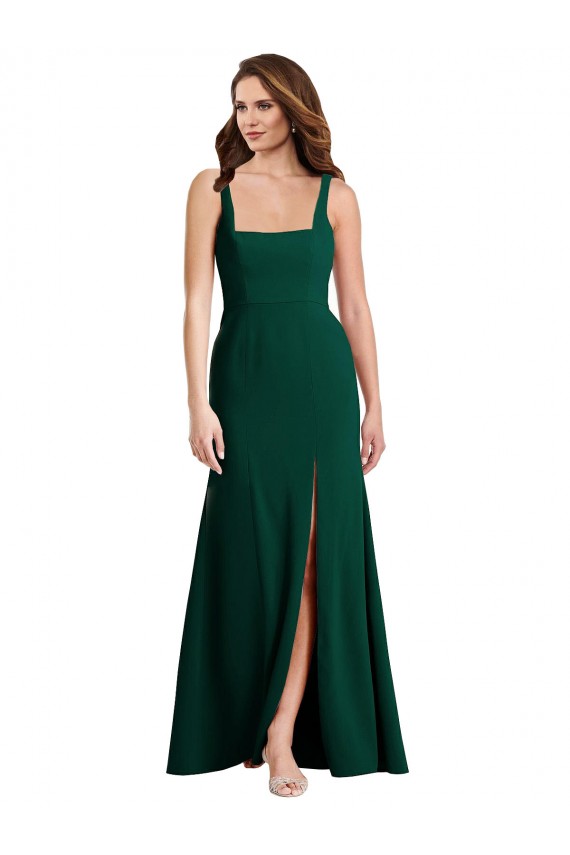Square Neck Trumpet Maxi Bridesmaid Dress / Prom Dress with Front Slit Australia