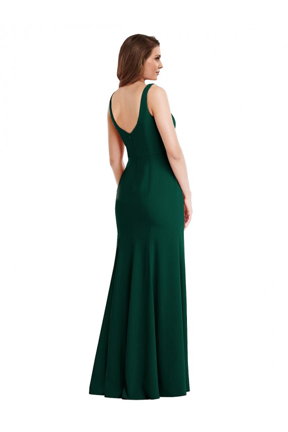 Square Neck Trumpet Maxi Bridesmaid Dress / Prom Dress with Front Slit Australia