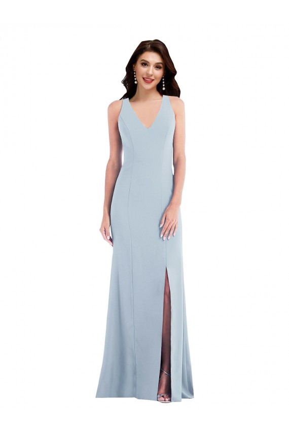 Criss Cross Cutout Back Maxi Bridesmaid Dress / Prom Dress with Front Slit Australia