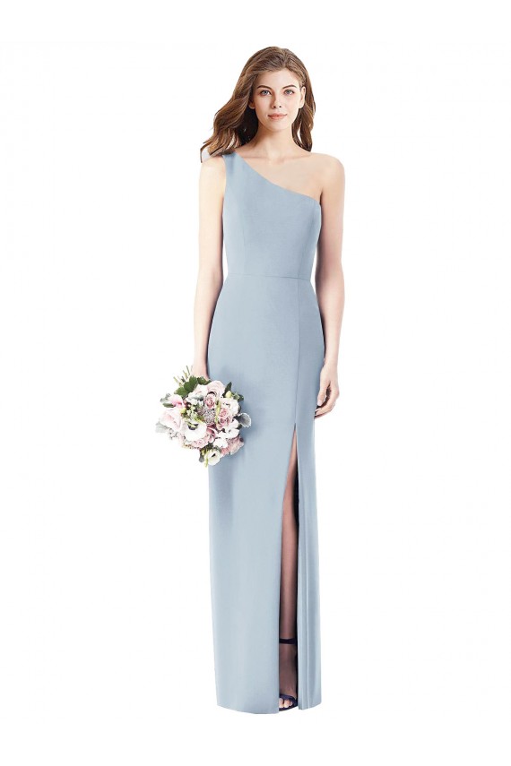 One Shoulder Crepe Trumpet Bridesmaid Dress / Prom Dress with Front Slit Australia