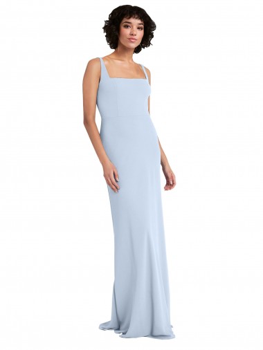 Slim Square Neck Fit and Flare Full Length Stretch Crepe Bridesmaid Dress / Prom Dress Australia