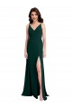Slim A-Line V-Neck Full Length Formal Crepe Bridesmaid Dress / Prom Dress with Side Slit Australia