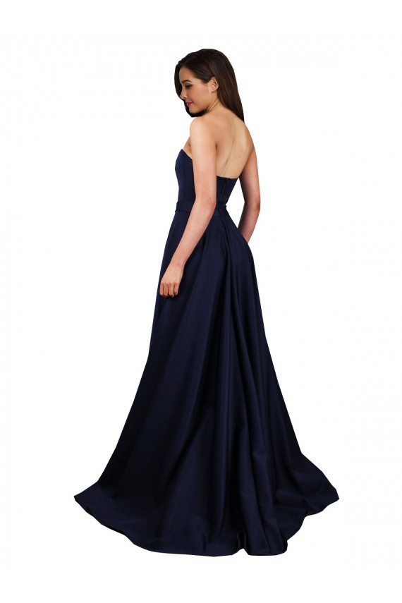 Sweetheart Neckline Low Back Long Formal Crepe Bridesmaid Dress / Prom Dress with High Leg Spit Australia