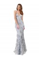 Silver V-Neckline Backless Floral Patterned Sequin Formal Bridesmaid Dress / Prom Dress Australia