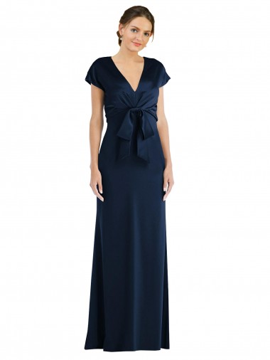 Soft Bow Blouson Bodice Trumpet Formal Crepe Bridesmaid Dress / Prom Dress Australia