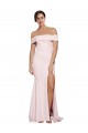 Off Shoulder Long Formal Crepe Bridesmaid Dress / Prom Dress with Straight Neckline and Side Split Australia