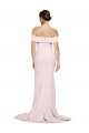 Off Shoulder Long Formal Crepe Bridesmaid Dress / Prom Dress with Straight Neckline and Side Split Australia