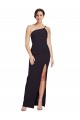 Long Floor Length Formal Crepe Bridesmaid Dress / Prom Dress with Side Split and One Strap Australia