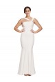 Full Length Square Neck Formal Crepe Bridesmaid Dress / Prom Dress with Asymmetrical Straps and Bow Back Australia