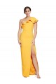 One Shoulder Floor Length Formal Crepe Bridesmaid Dress / Prom Dress with Thigh High Split Australia