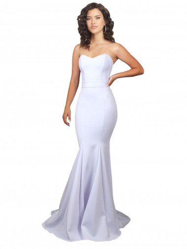 Simple Long Strapless Sweetheart Mermaid Crepe Beach Wedding Dress Australia
