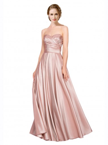 Long Plated Strapless Sweetheat Formal Stretch Satin Bridesmaid Dress / Prom Dress Australia